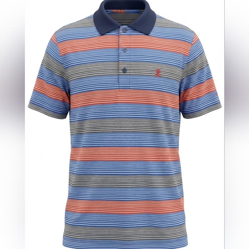 Izod Men's Polo Shirt with Red, Blue, and White Stripes Si,e XXL